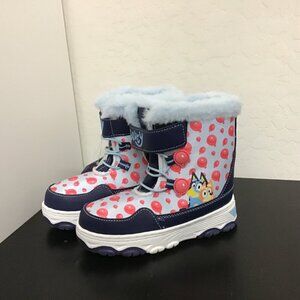 NWT Bluey Toddler Kids Winter Snow Boots With Faux Fur Trim Size 11